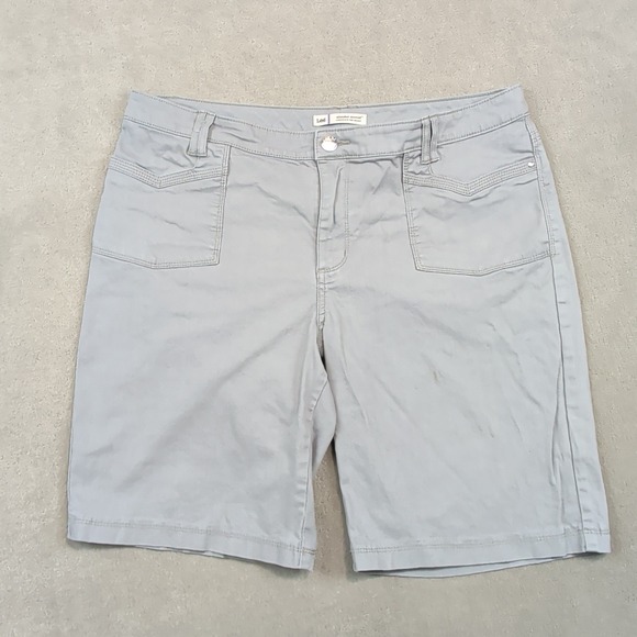 Lee Slender Secret Grey Bermuda Shorts 14 Medium Cotton Stretch Casual Utility — photo 2